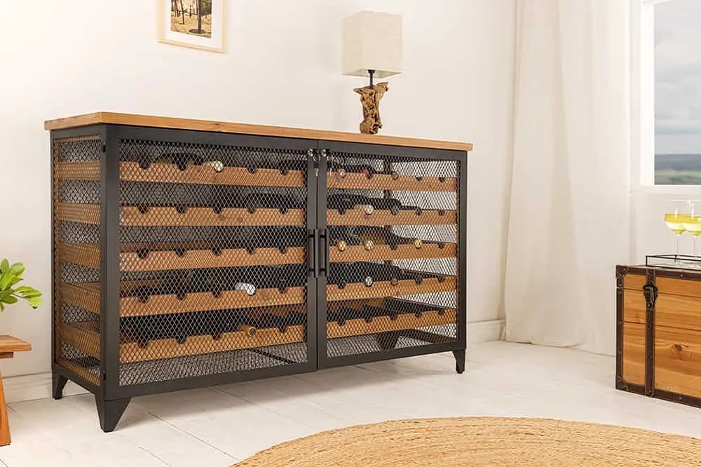 Dizajnová vitrína na víno Winebar 127 cm jedľa