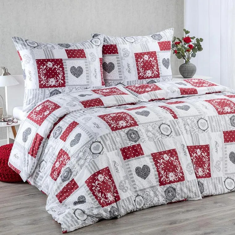 Posteľné obliečky z mikrovlákna PATCHWORK SRDCE 2x jednolôžko