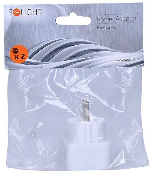 SOLIGHT Rozbočovač, 2 x 2,5A, biela