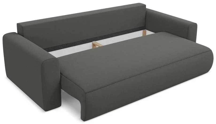 Tmavosivá zamatová rozkladacia/s úložným priestorom pohovka 238 cm Kapua – Makamii