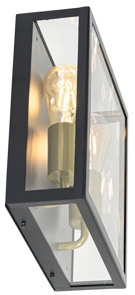 Vonkajšia nástenná lampa čierna a mosadzná 2-svetlo - Rotterdam