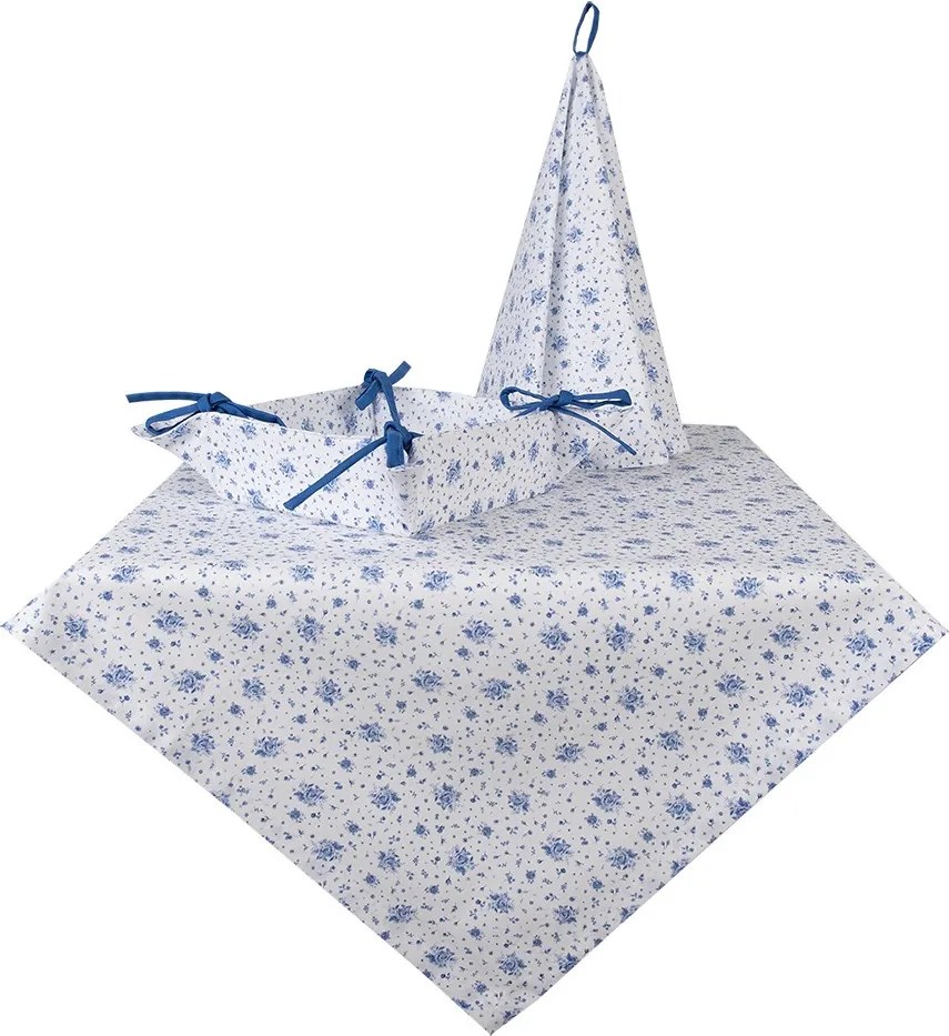Bavlnená utierka s modrými ružičkami Blue Rose Blooming - Ø 80 cm
