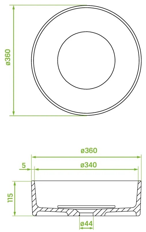 Laveo Perl, granitové umývadlo na dosku 360x360x115 mm, šedá, LAV-VGP1510T