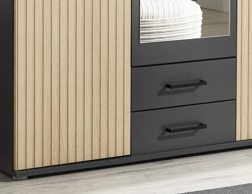 Šatníková skriňa Laurie, 120 cm, grafit/dub