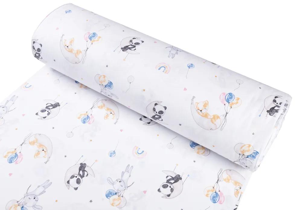 Biante Detské bavlnené posteľné obliečky do postieľky Sandra SA-374 Pandy líšky a zajačiky s balónikmi Do postieľky 100x135 a 40x60 cm