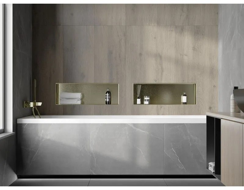 Mexen X-Wall-NR, polička na zapustenie pod obklad bez goliera 60 x 20 cm, zlatá lesklá, 1951602010