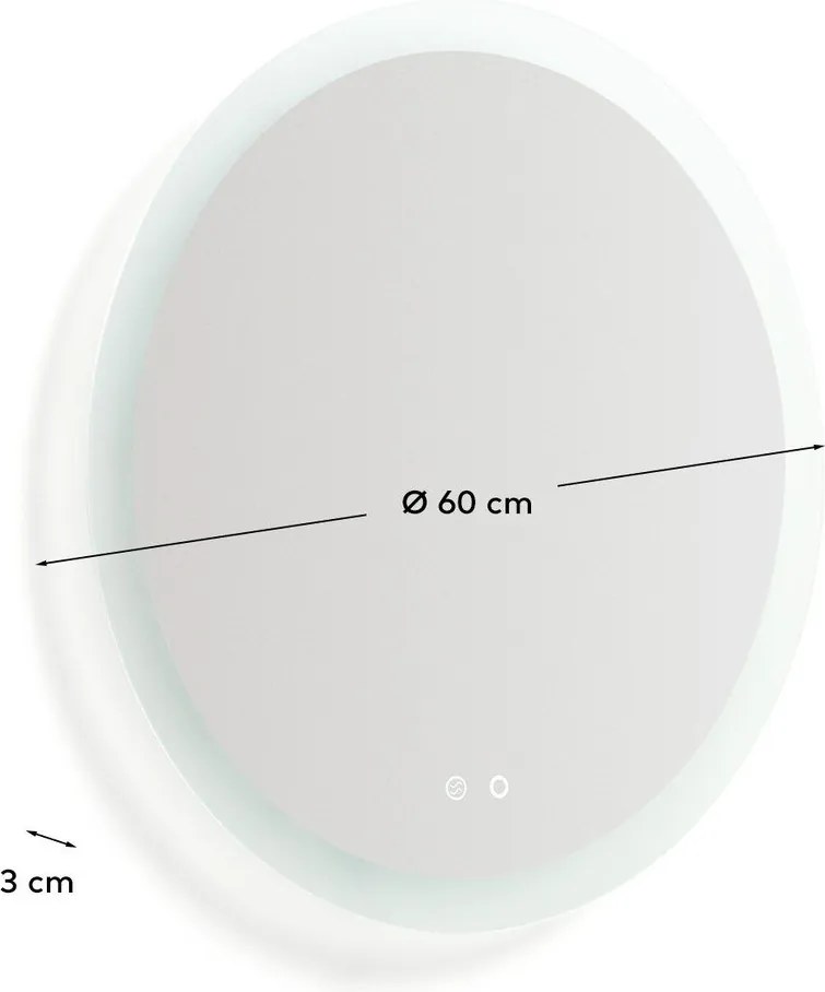 Nástenné zrkadlo s osvetlením ø 60 cm Mervi – Kave Home