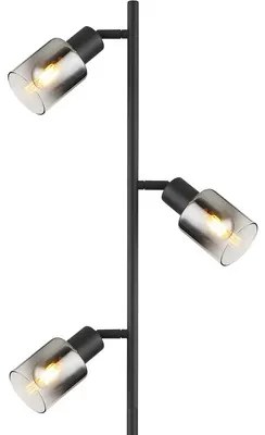 Stojaca lampa Globo 54308S Hubertus E14 3x40W čierna/dymové sklo