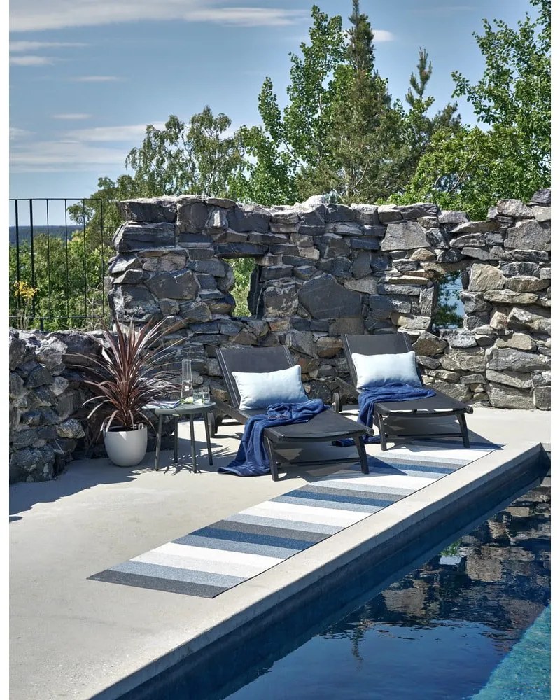 Modro-krémový vnútorný a vonkajší koberec 70x100 cm Molly Ocean Grey – Pappelina