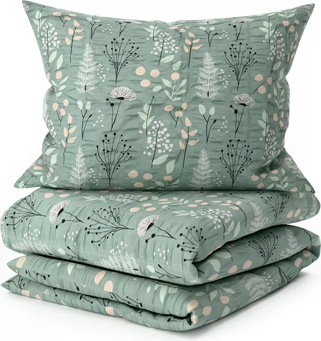 Krepové obliečky WILD FLOWERS mentolové Rozmer obliečky: 70 x 90 cm | 140 x 200 cm