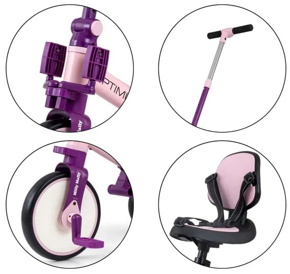 Detská trojkolka Optimus Max 5v1 ružová