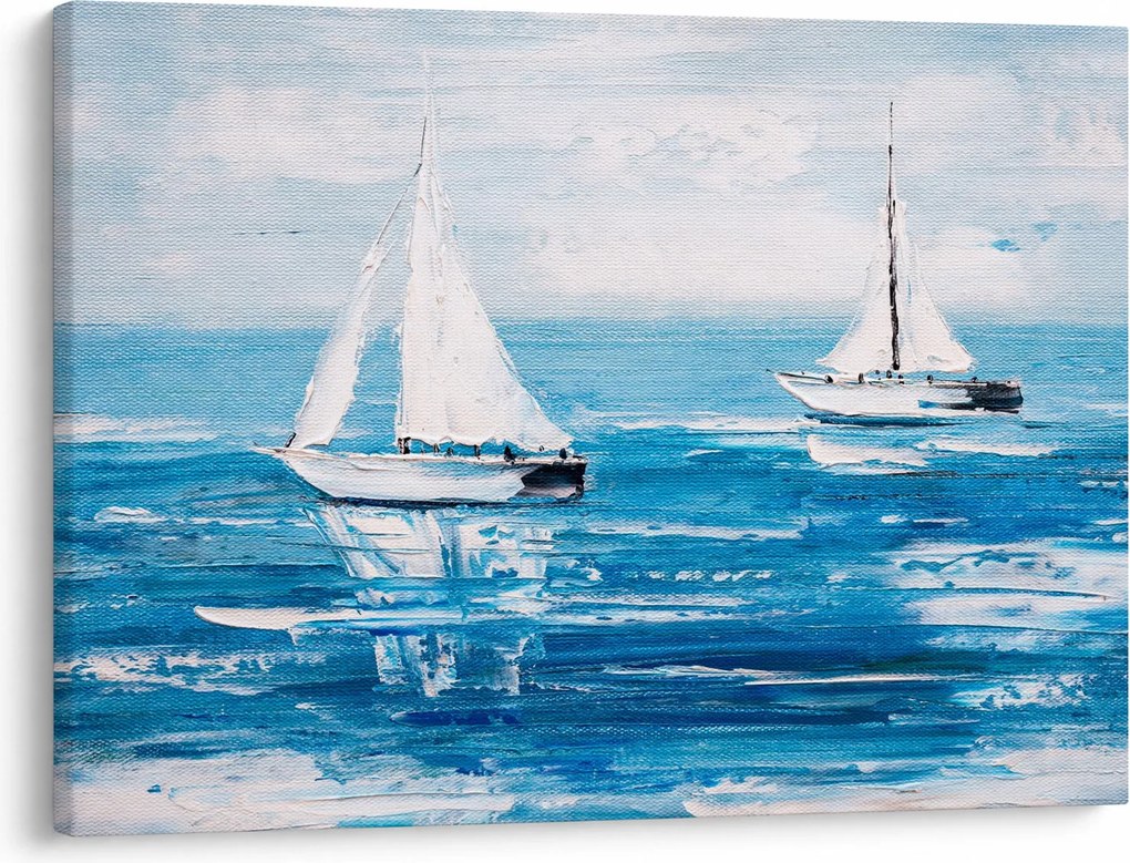 Obraz - Maľba jachty na mori (70x50 cm)