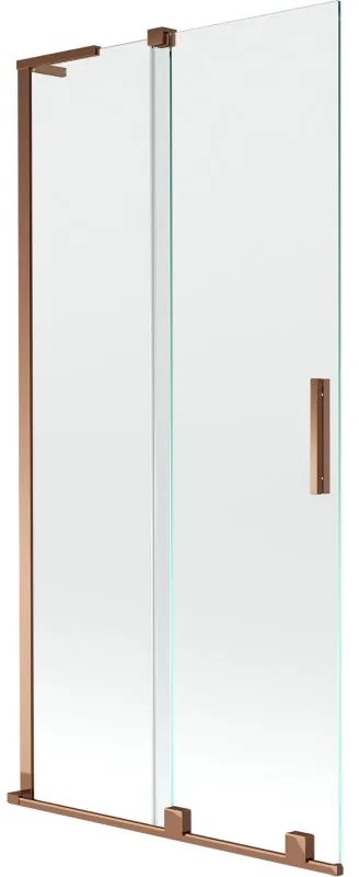 Mexen Velar L, 2-krídlová posuvná vaňová zástena 95 x 150 cm, 8mm číre sklo, ružové zlato, 896-095-003-01-60