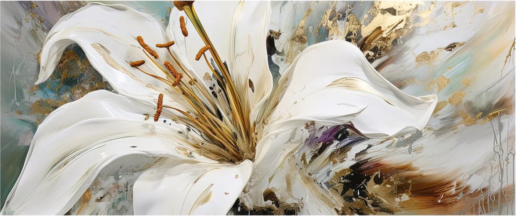 Obraz - Abstrakcia s ľaliou (120x50 cm)