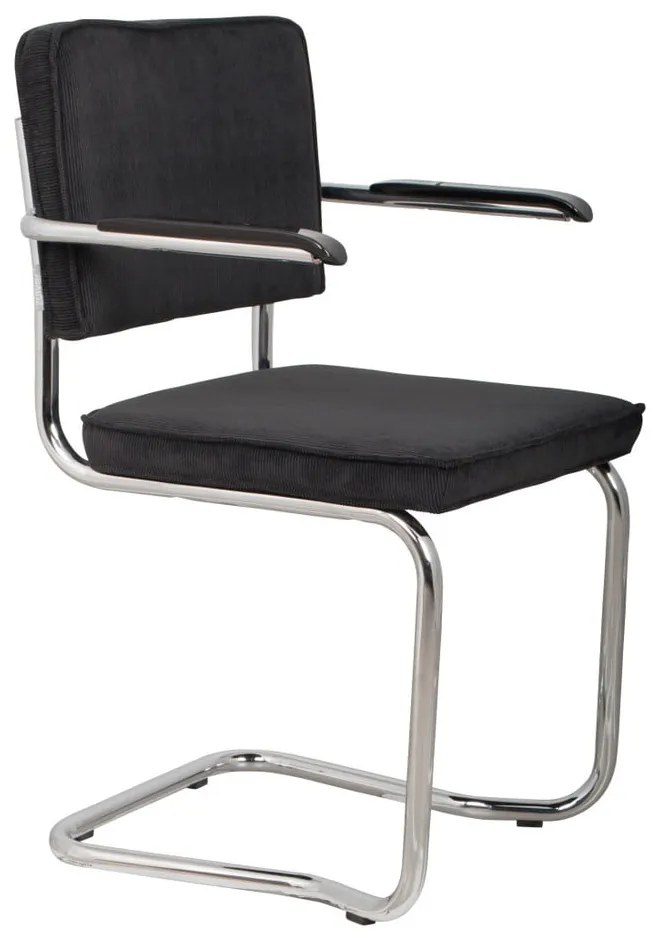 Sada 2 čiernych stoličiek s opierkami Zuiver Ridge Kink Rib