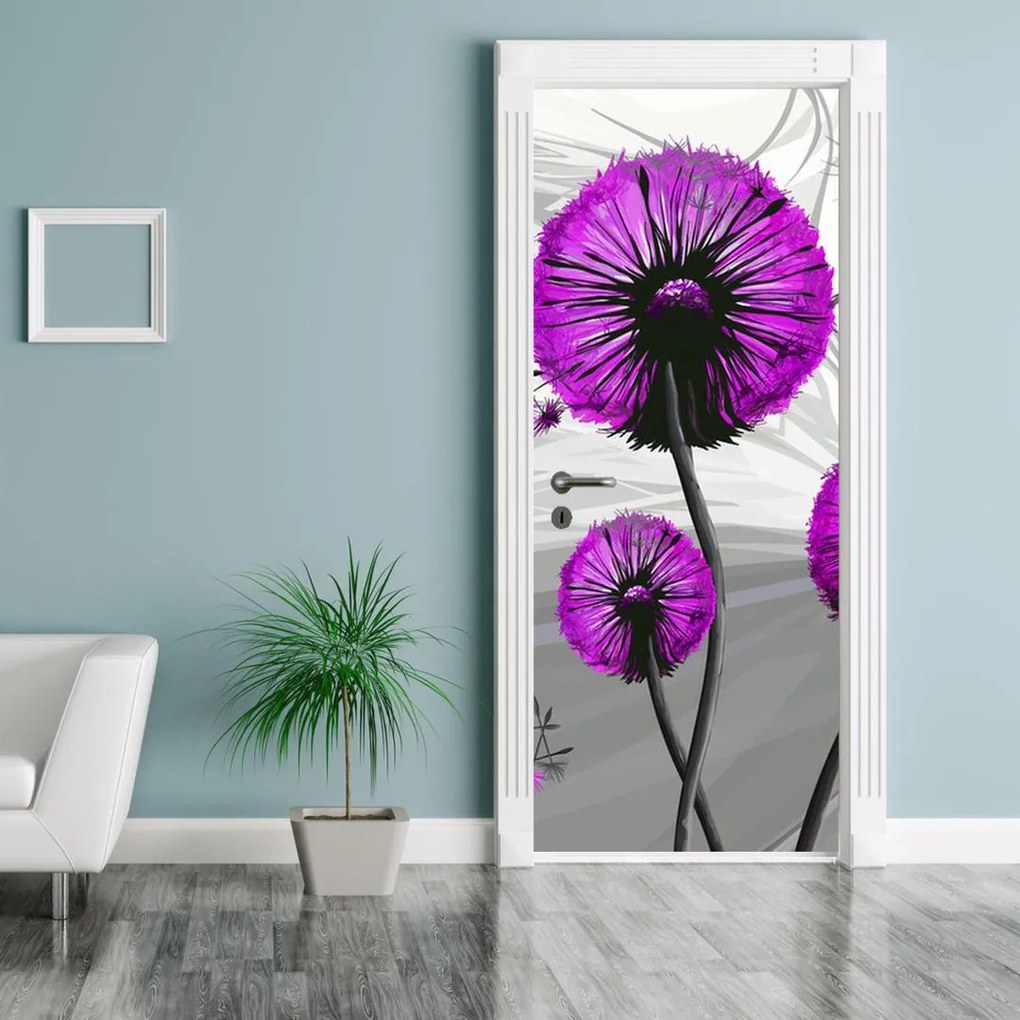 Fototapeta na dvere - abstraktná fialová púpava (95x205cm)
