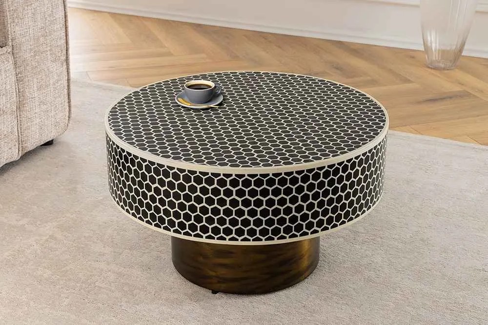 Dizajnový konferenčný stolík Xinavane 60 cm čierno-biely