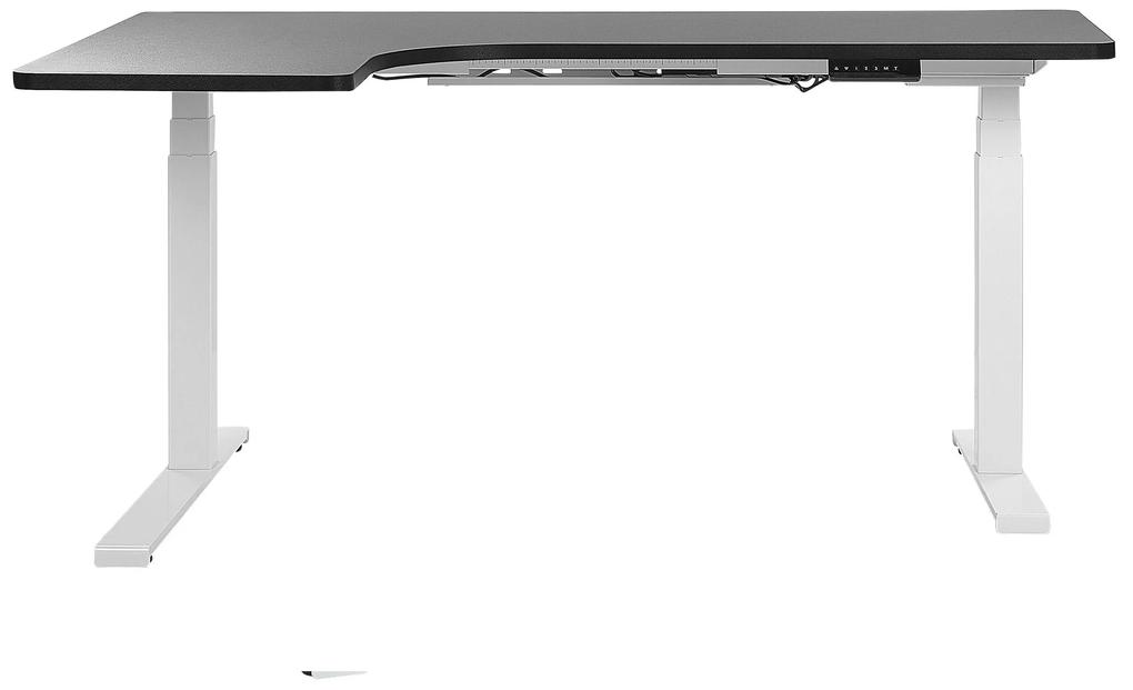 Elektricky nastaviteľný stôl ľavostranný 160 x 110 cm biely/čierny DESTIN II Beliani