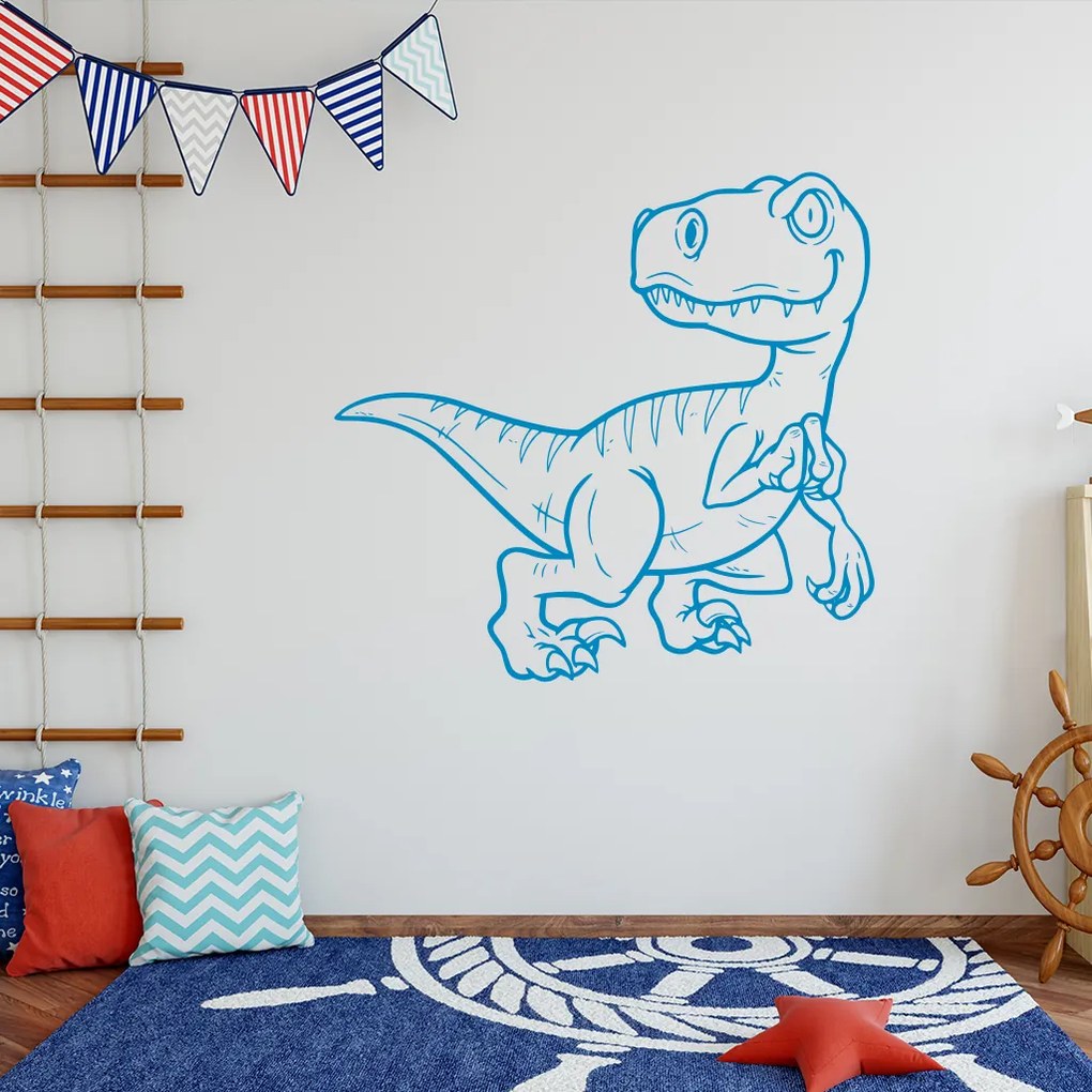Veselá Stena Samolepka Dinosaurus Farba: ružová, Veľkosť: 100 x 95 cm