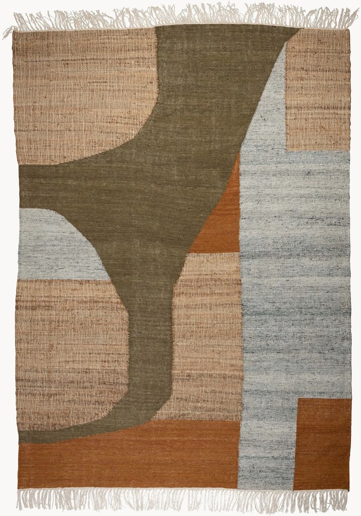 Ručne tkaný vlnený koberec's nízkym vlasom a strapcami Pavilion, rôzne veľkosti