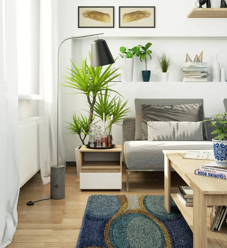 Nočný stolík CL1 40 cm dub sonoma/biely