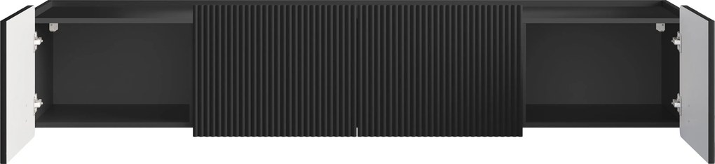 Závesný TV stolík Malmi 200 cm - čierny mat / zlatá