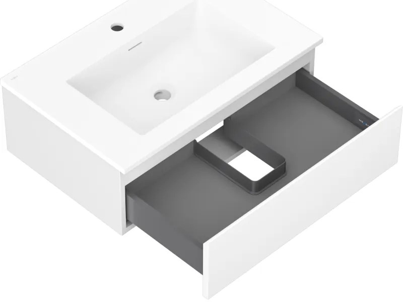 Mexen Orio, kúpeľňová skrinka 70 cm s umývadlom Otis, 1 zásuvka, biela matná, 91A10-07023-1-BF01-W18M01