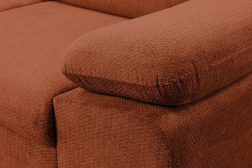 Rohová sedačka Aldon, tehlová štruktúrovaná látka, ľavý roh