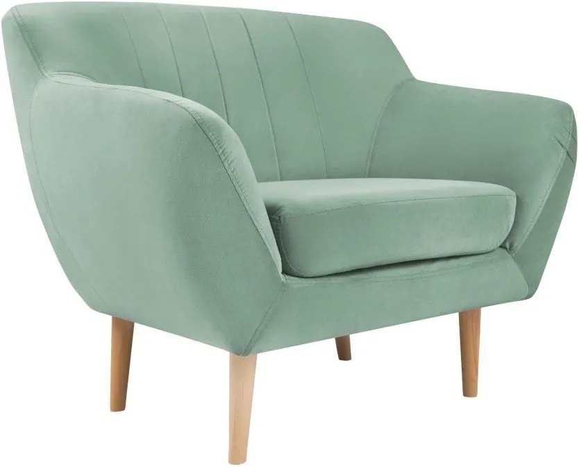 Mentolovozelené zamatové kreslo Mazzini Sofas Sardaigne