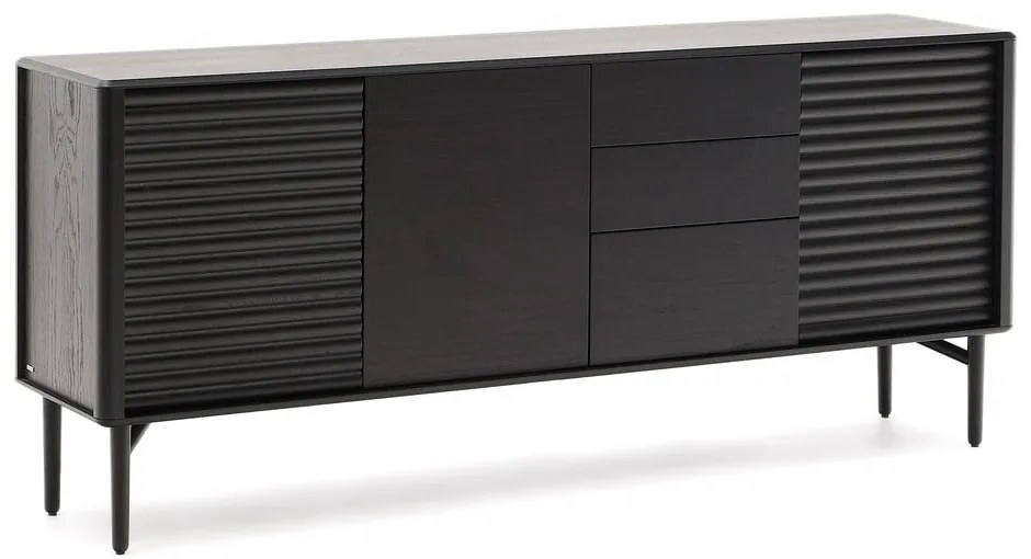 Čierna komoda v dekore duba 200x86x45 cm Lenon – Kave Home