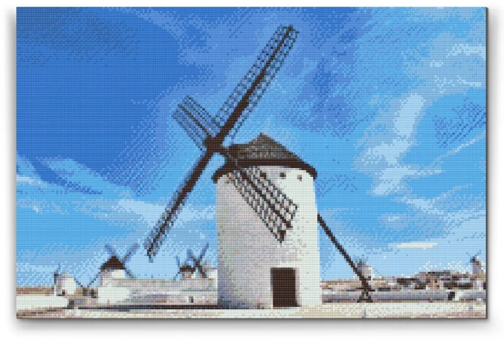 Gario Diamantové maľovanie Veterné mlyny Rozmery: 120 x 80 cm, Rámovanie: Iba zrolované plátno, Diamanty: Okrúhle