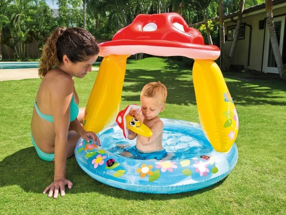 Nafukovací detský bazén so strieškou muchotrávky