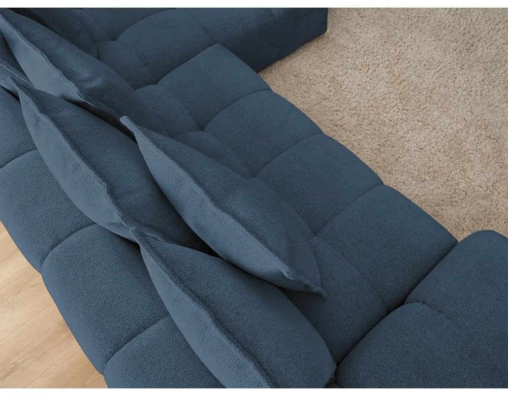 Tmavomodrá ženilková rozkladacia/s úložným priestorom rohová pohovka (pravý roh/s leňoškou) Everest – Bobochic Paris