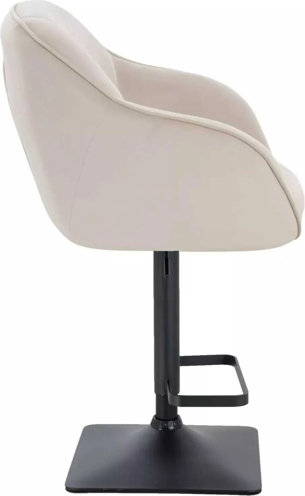 LuxuryForm DESIGN Barová stolička AVOLA VELUR na čiernej hranatej podstave - krémová