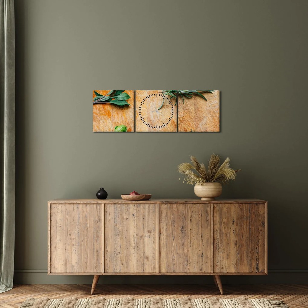 Obraz - Bylinky (s hodinami) (90x30 cm)