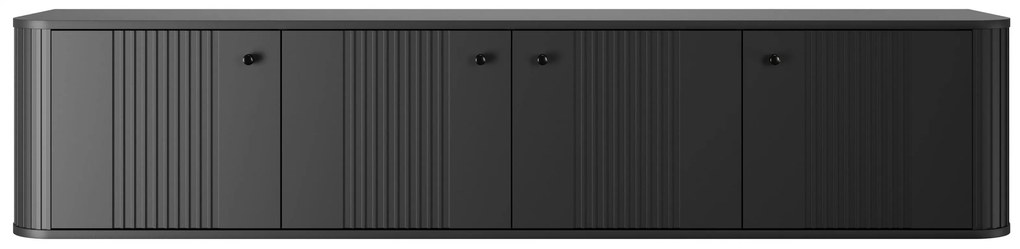 Závesná TV skrinka Vesper 4D 187 cm - čierna / čierne úchytky