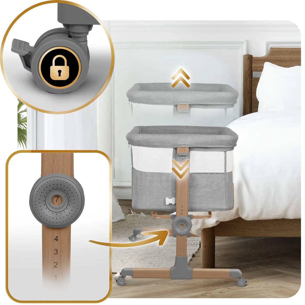 Bočná postieľka pre novorodencov s nastavením výšky Nukido NK-243