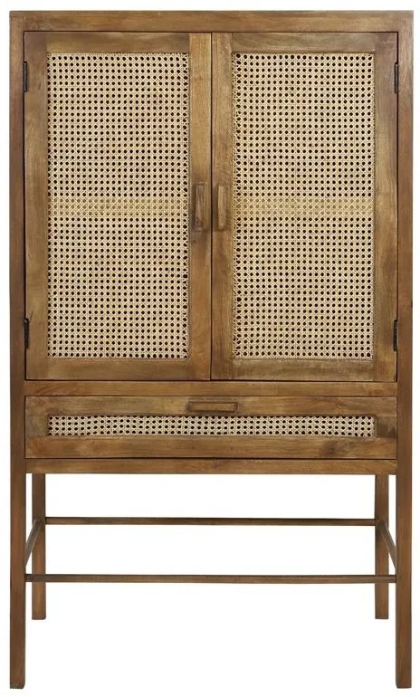 Drevená komoda Nipas s bambusovým výpletom - 90 * 45 * 160cm