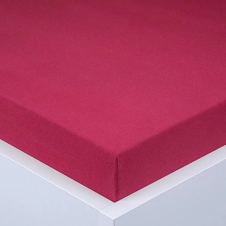 Napínacia plachta na posteľ jersey EXCLUSIVE vínová 160 x 200 cm