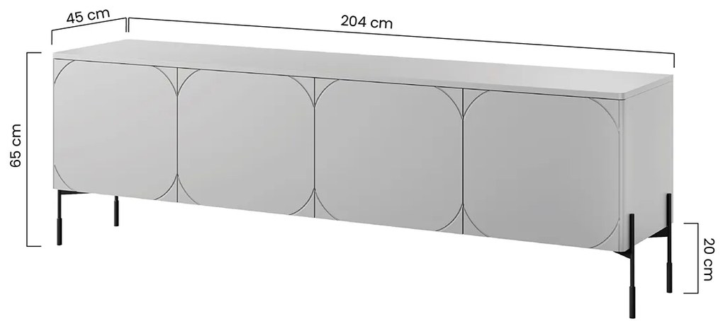 TV stolík Sonatia 200 cm s 2 ukrytými zásuvkami - olivová