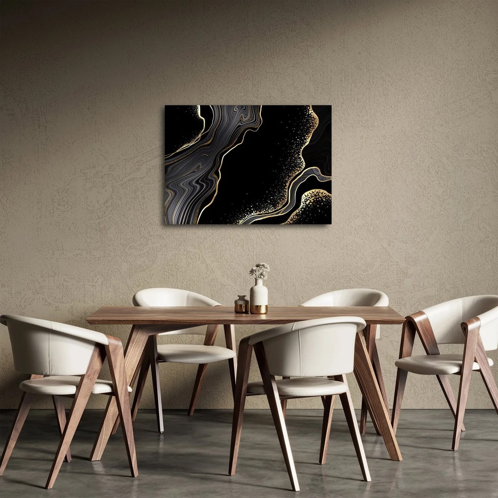 Obraz - Čierno-zlatý mramor (70x50 cm)