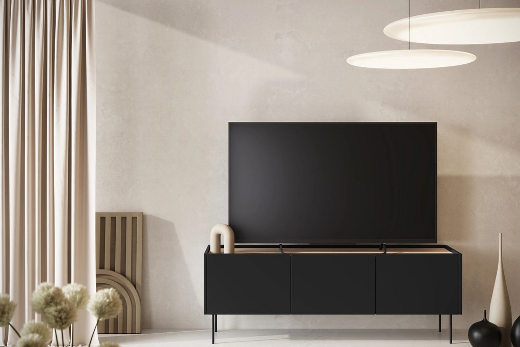 TV stolík Desin 170 cm - čierny mat / dub nagano