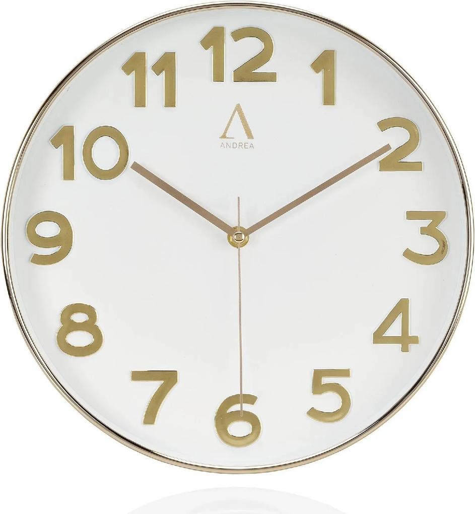 Nástenné hodiny ANDREA HOUSE (30 cm,) biele/zlaté X16099