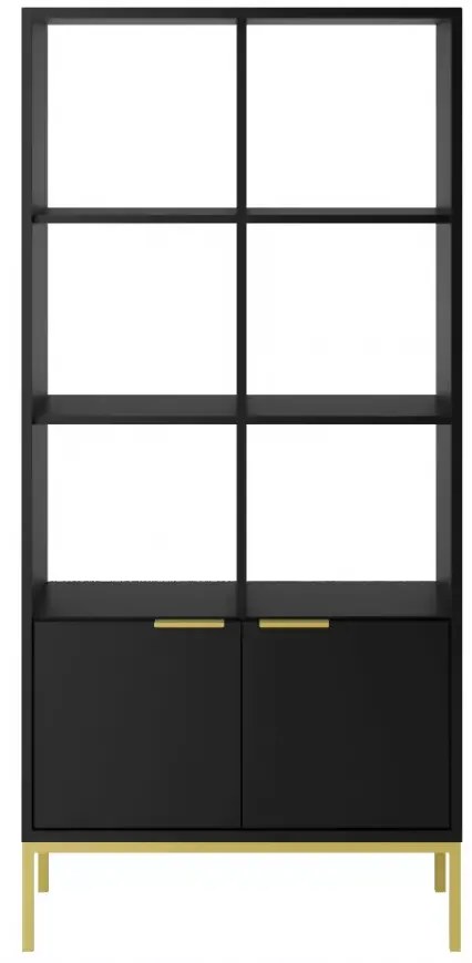 Knižnica Austin 80 cm čierna/zlatá