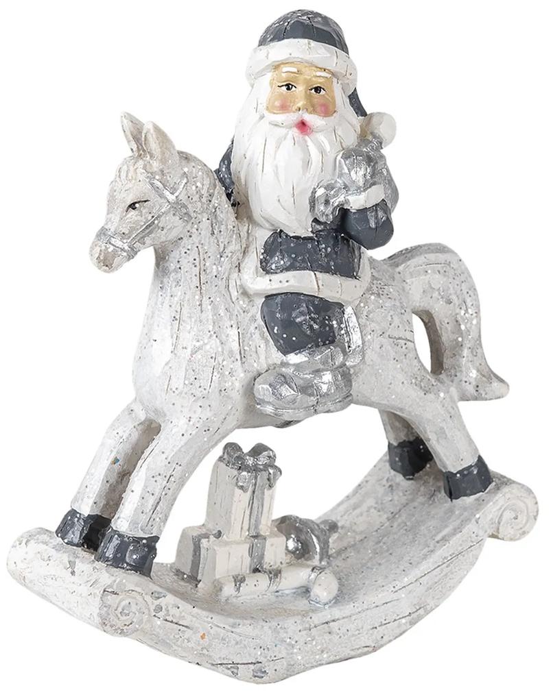 Dekorácie Santa na hojdacom koni s darčekom - 13*6*17 cm