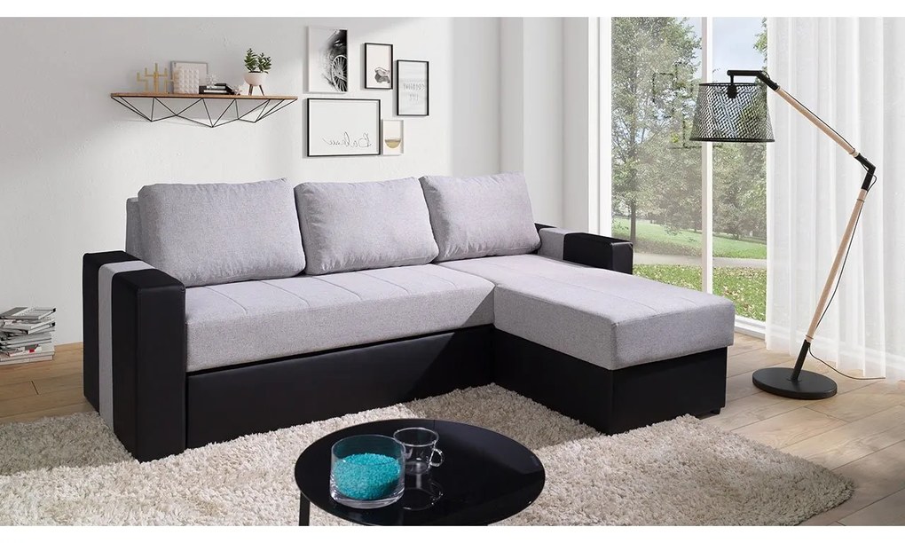 Rohová sedacia súprava Nado, Dostupné poťahy: Ekokoža Soft 066 + Aura 01, Strana: pravá