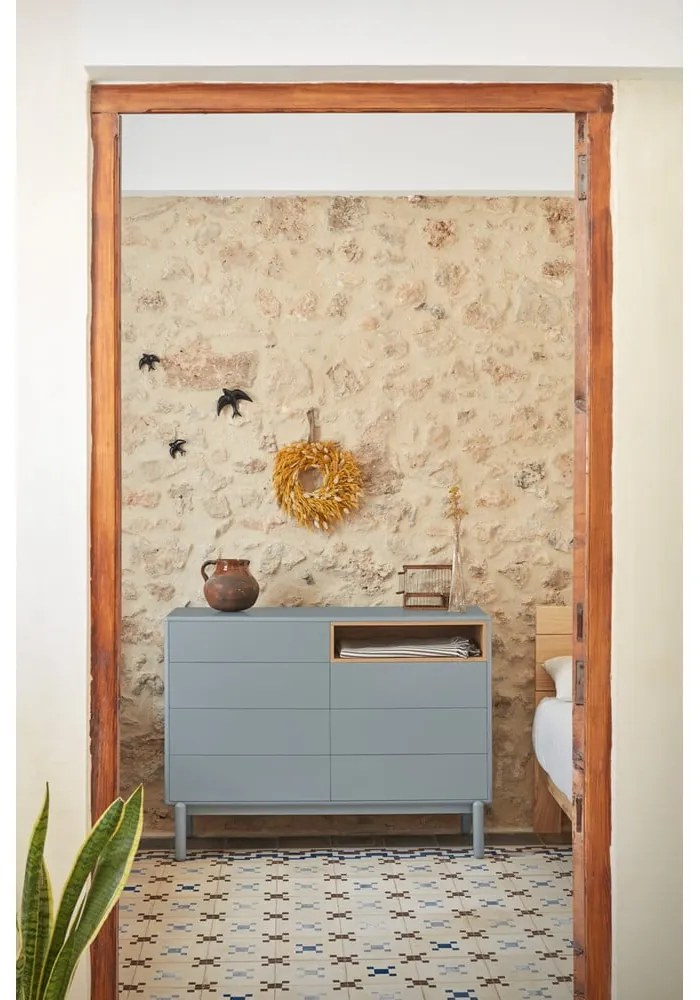 Modrá/sivá nízka komoda 120x90 cm Corvo – Teulat