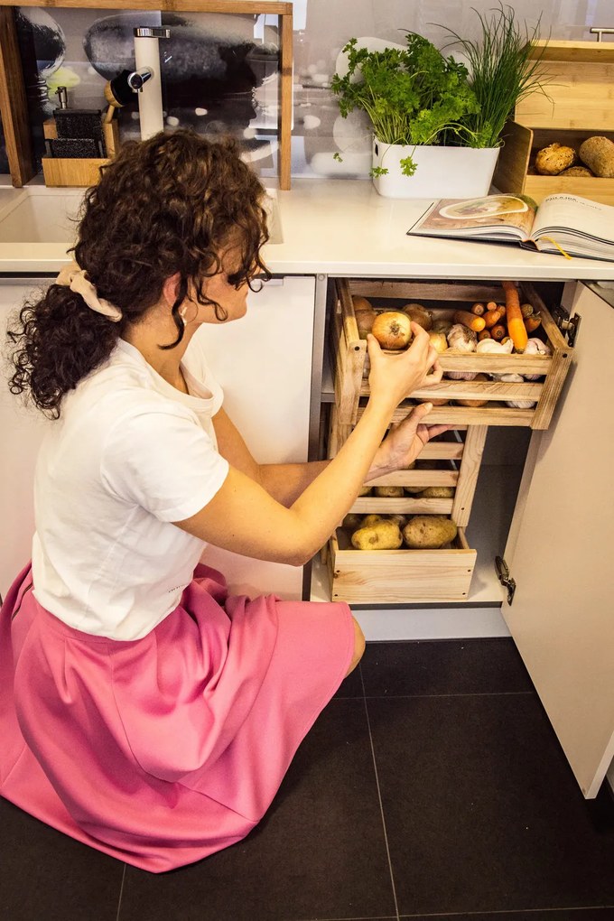 Čisté dřevo Drevená bednička na zemiaky, 31 x 37 x 50 cm