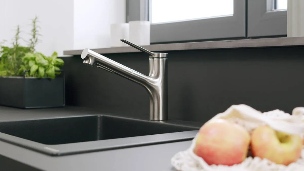 Hansgrohe Zesis M33, páková kuchynská batéria 150, vyťahovacia spŕška, 2jet, sBox lite, vzhľad nerezu, HAN-74803800
