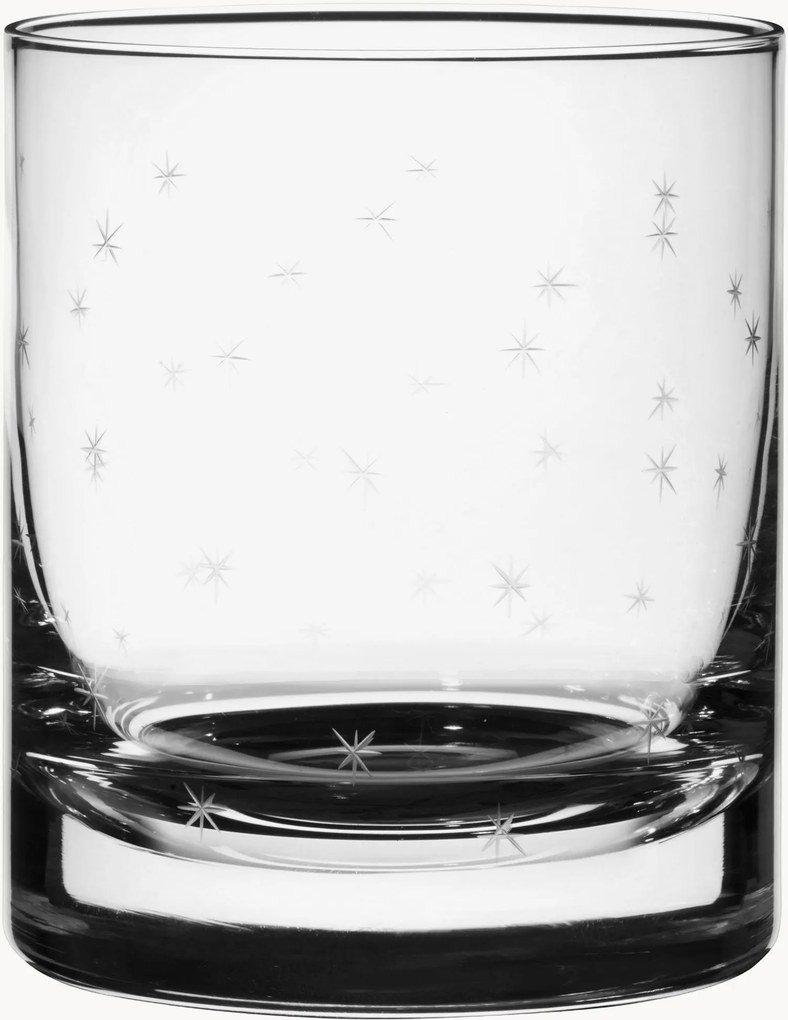 Ručne fúkané krištáľové poháre na whisky Stars, 4 ks